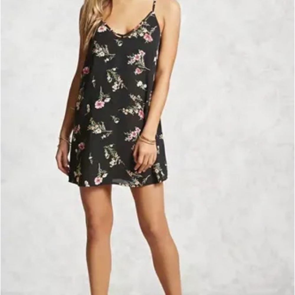 Forever 21 Floral Black Slip Dress
